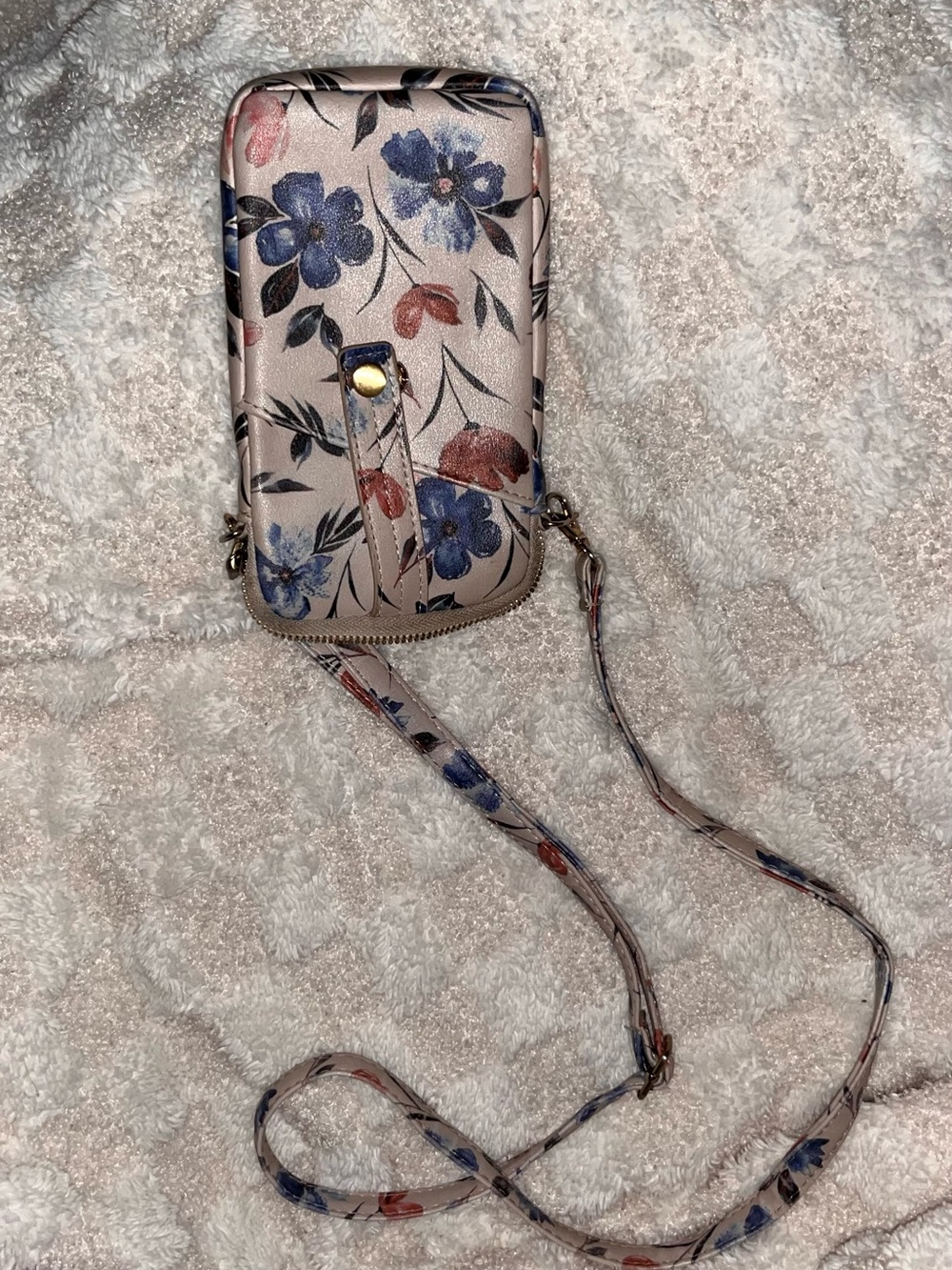 Floral Crossbody Phone Bag in Rose Gold